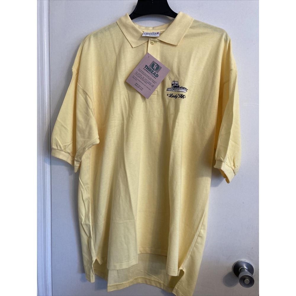 Vintage Crystal Springs Men's Polo Shirt Yellow Extra Large Logo Lady H USA #413